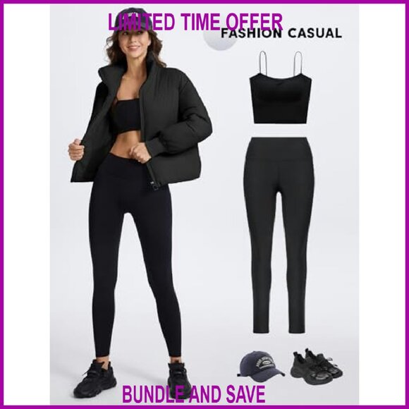 Women's Cropped Puffer Jacket Quilted Winter Coat Warm Short Outerwear - Picture 7 of 8